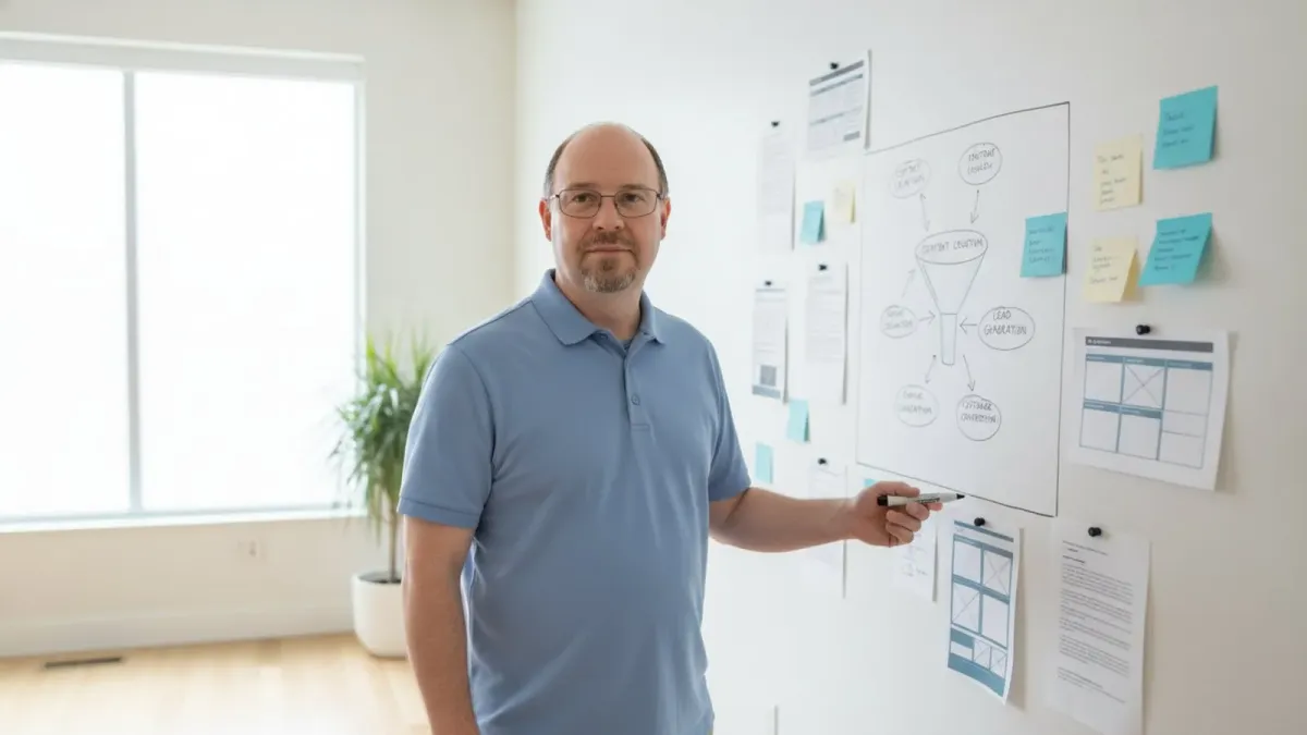 Ryan Borden reviewing a content plan built backwards from a revenue goal