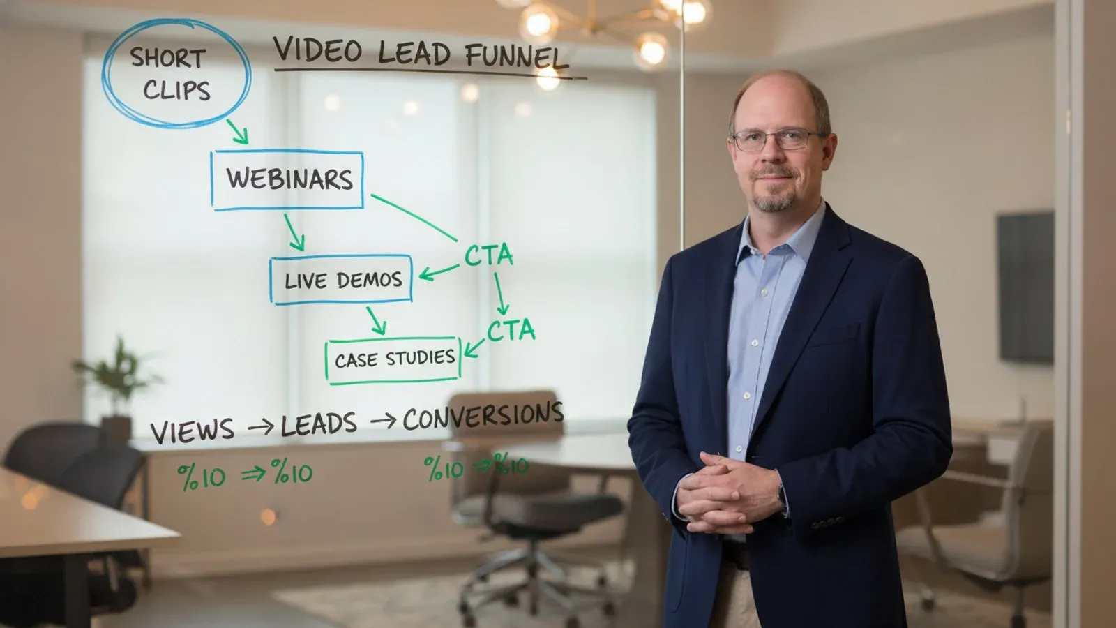 Ryan Borden reviewing a video lead generation funnel from hook through call to action to booked call